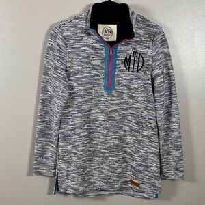 Women's Gray and Blue Quarter-Zip Sweatshirt